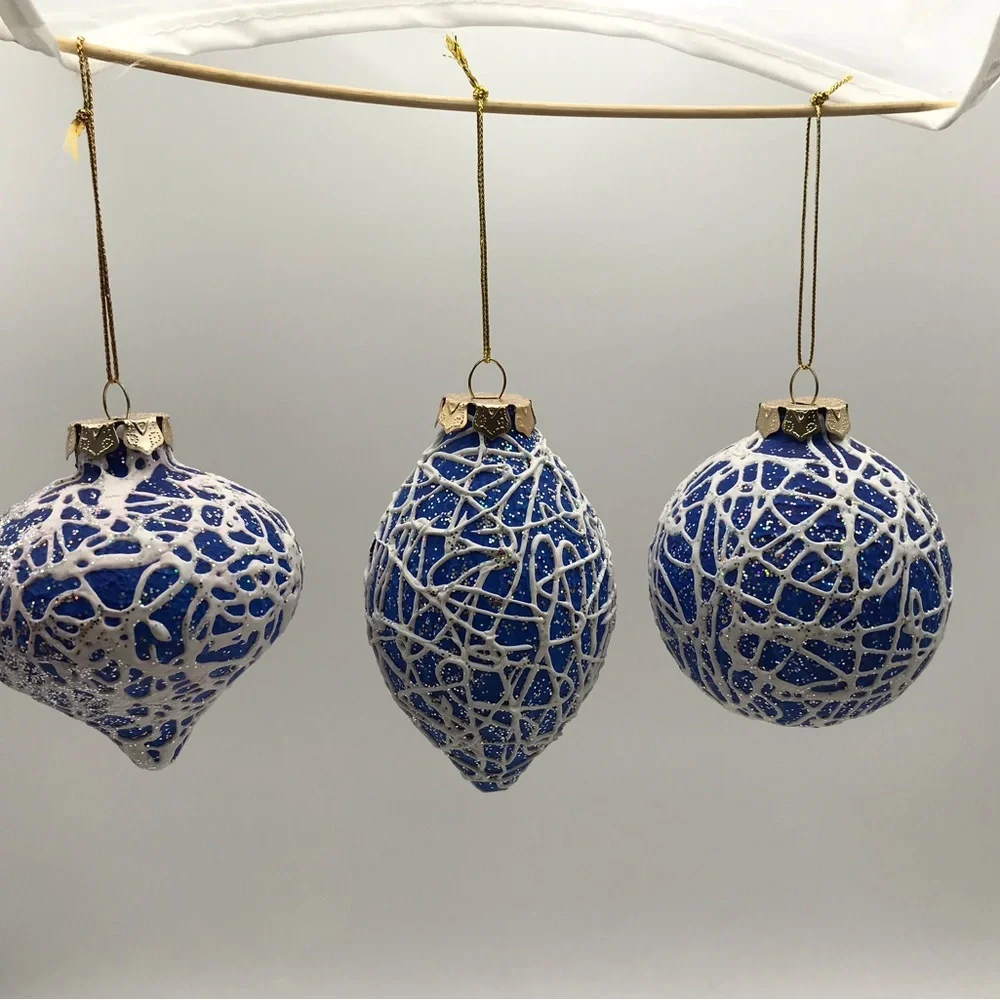 Crate and Barell blue white and sparkle ornaments